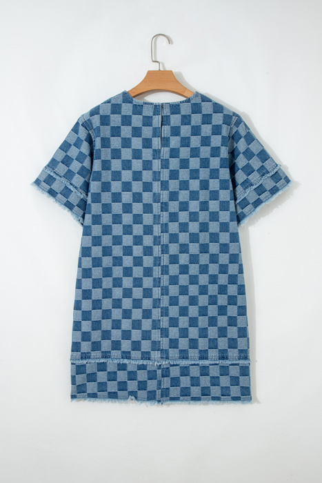 Denim Checkboard Breeze Shift Dress