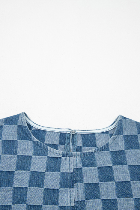 Denim Checkboard Breeze Shift Dress