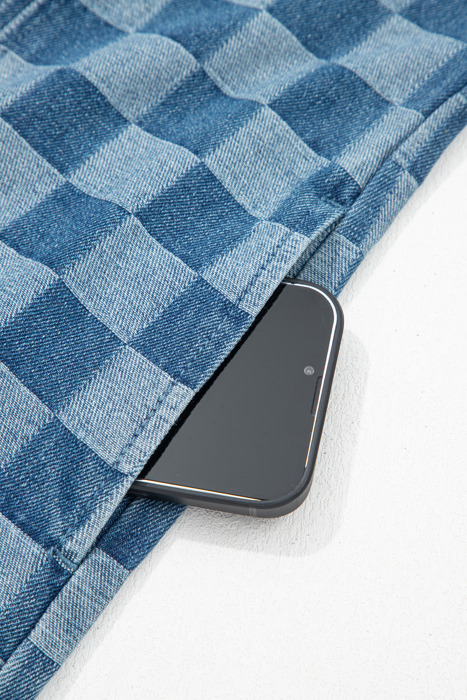 Denim Checkboard Breeze Shift Dress