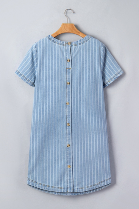Coastal Breeze Pinstripe Denim Dress