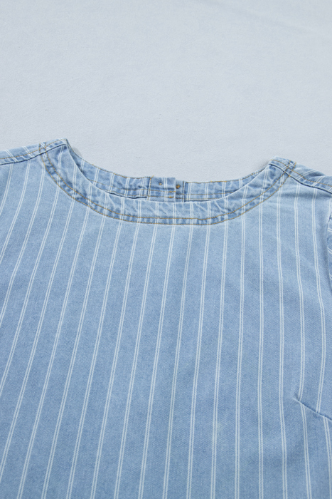 Coastal Breeze Pinstripe Denim Dress