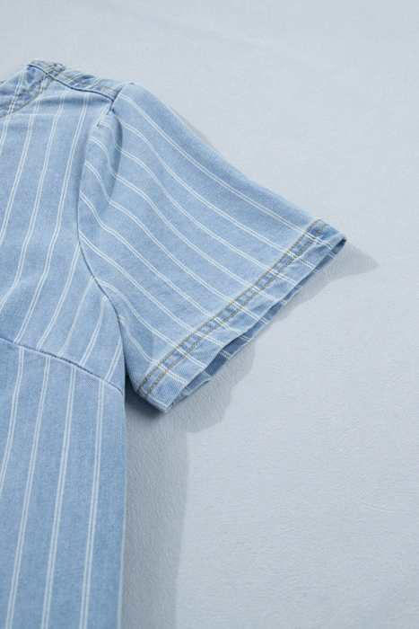 Coastal Breeze Pinstripe Denim Dress