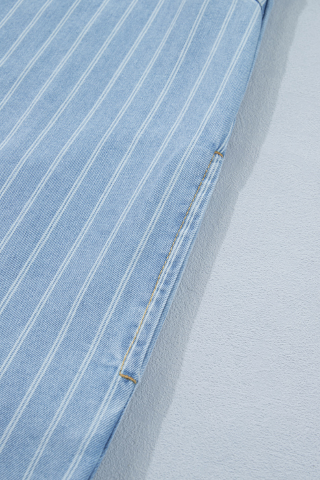 Coastal Breeze Pinstripe Denim Dress