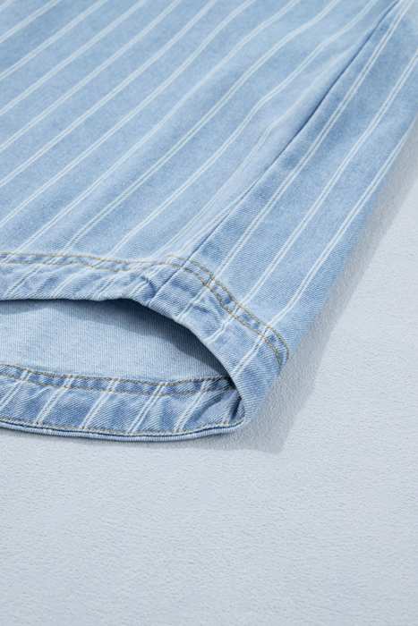 Coastal Breeze Pinstripe Denim Dress
