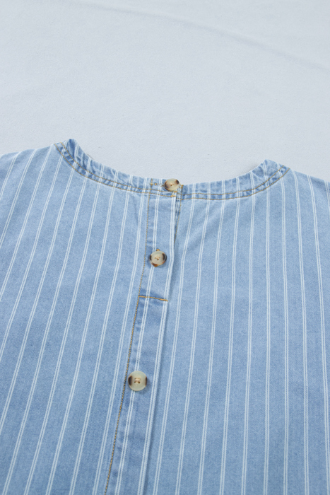 Coastal Breeze Pinstripe Denim Dress