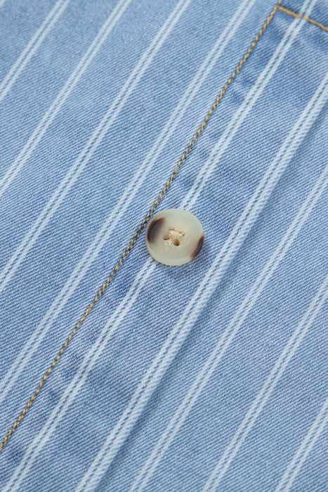 Coastal Breeze Pinstripe Denim Dress