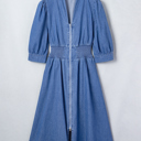  Blue Belle Zip Denim Midi Dress