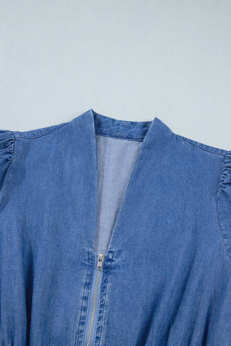 Blue Belle Zip Denim Midi Dress