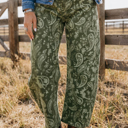  Olive Paisley Barrel Leg Jeans