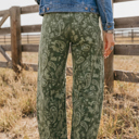  Olive Paisley Barrel Leg Jeans