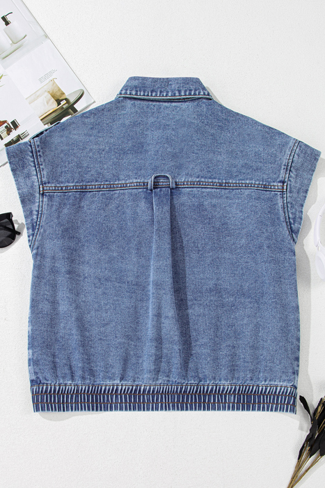 Denim Cargo Crop Vest