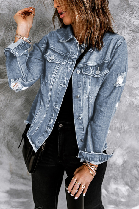 Rebel Edge Distressed Denim Jacket