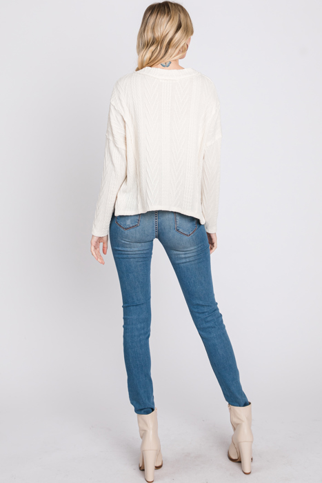 Belong - Snowfall Bliss Cable Knit Cardigan - Size Small