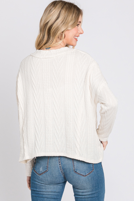 Belong - Snowfall Bliss Cable Knit Cardigan - Size Small
