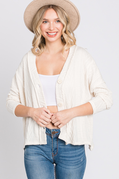 Belong - Snowfall Bliss Cable Knit Cardigan - Size Small