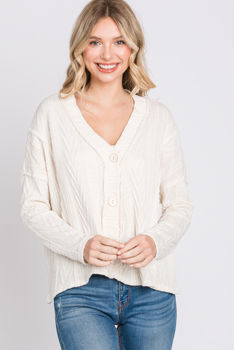 Belong - Snowfall Bliss Cable Knit Cardigan - Size Small