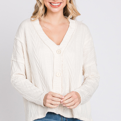 Belong - Snowfall Bliss Cable Knit Cardigan - Size Small