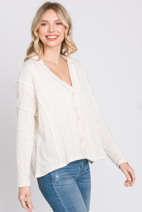 Belong - Snowfall Bliss Cable Knit Cardigan - Size Small