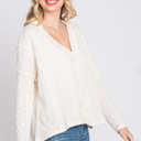  Belong - Snowfall Bliss Cable Knit Cardigan - Size Small
