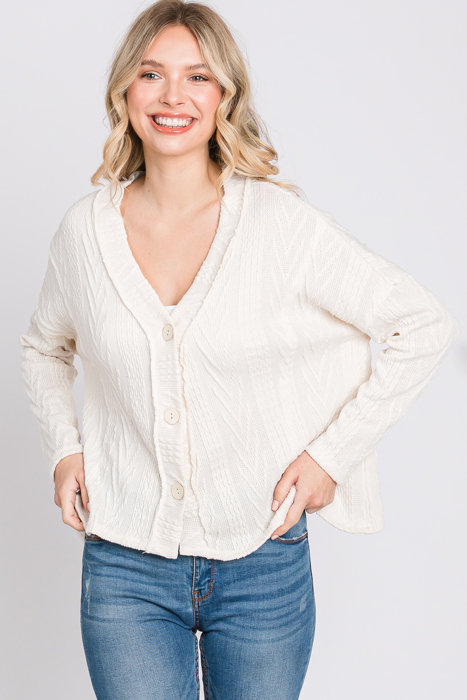 Belong - Snowfall Bliss Cable Knit Cardigan - Size Small