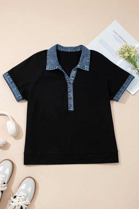 Midnight Denim Edge Henley Top
