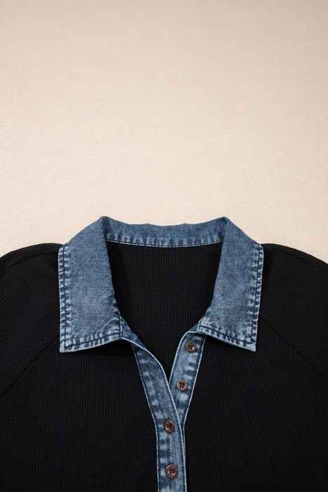 Midnight Denim Edge Henley Top