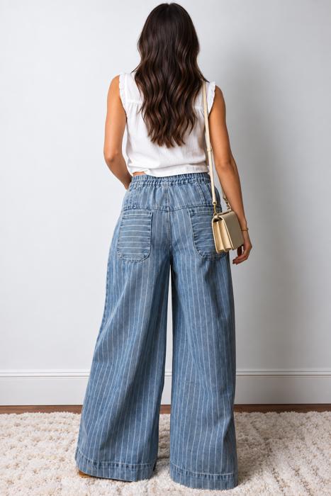 Blue Skies Stripe Wide Leg Jeans