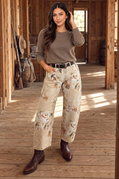 Prairie Bloom Barrel Jeans