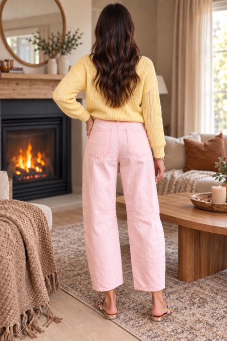 Blush & Bold Barrel Jeans