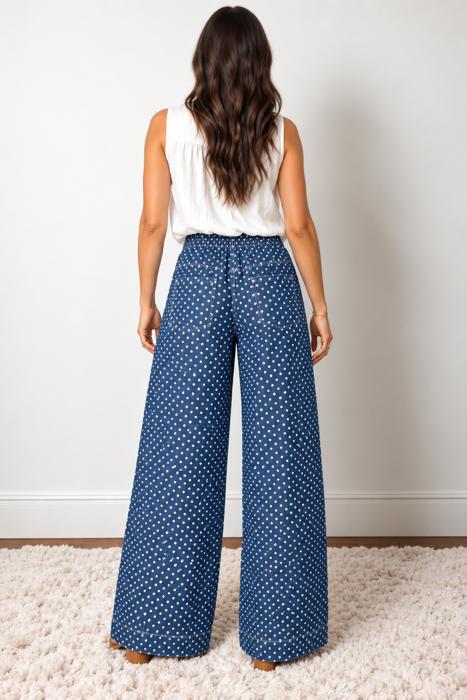 Dotty Blue Wide Leg Jeans
