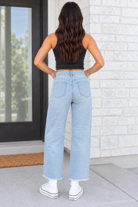 Blue Wander Cropped Barrel Jeans