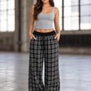  French Plaid Wide Leg Pants
