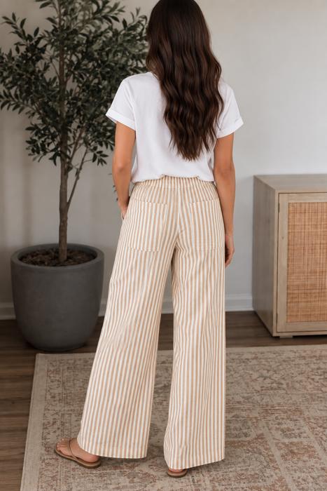 Apricot Stripe Drawstring Pants