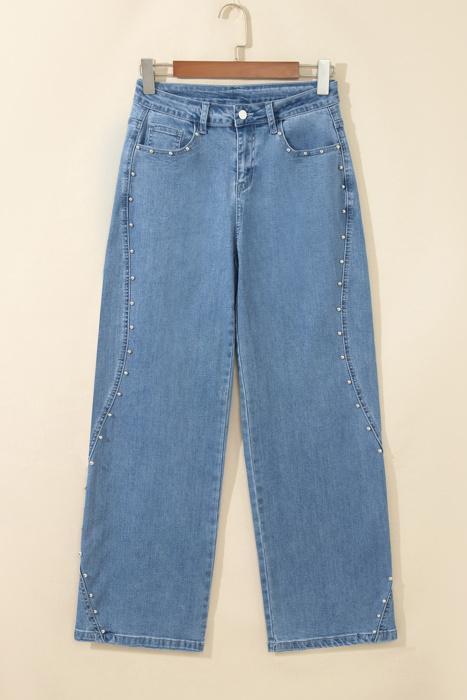 Rivet Line Cuffed Jeans