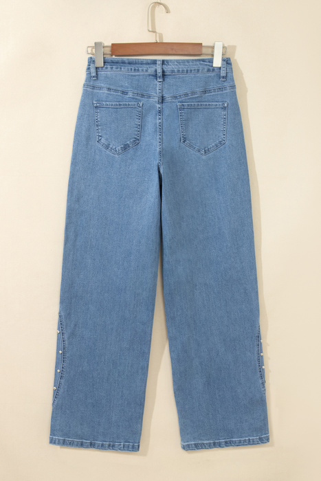 Rivet Line Cuffed Jeans