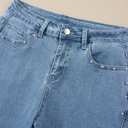 Rivet Line Cuffed Jeans