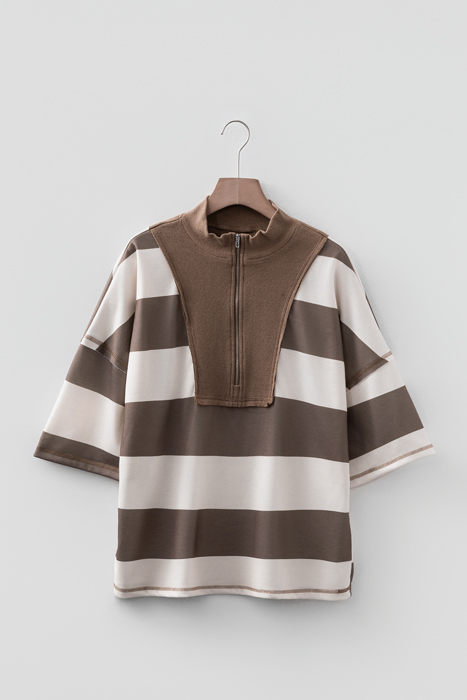 Retro Rib Zip Mockneck Pullover