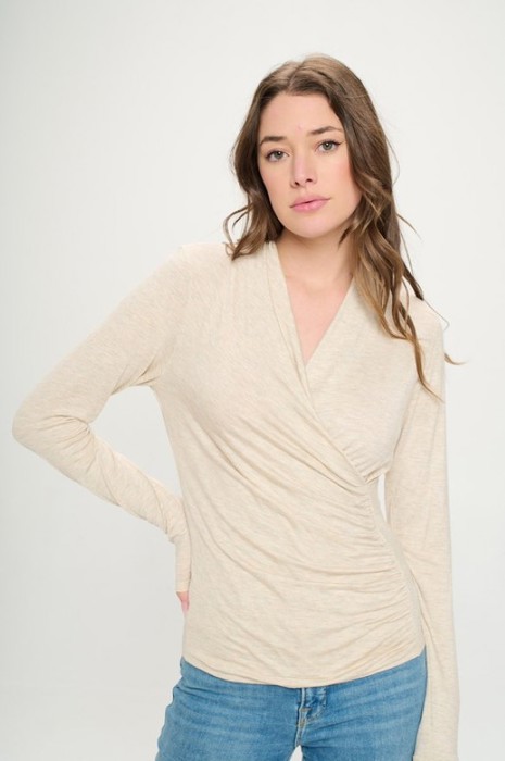 Belong - Oatmeal Grace Wrap Top