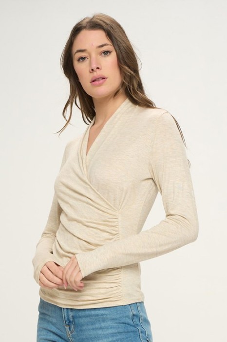Belong - Oatmeal Grace Wrap Top