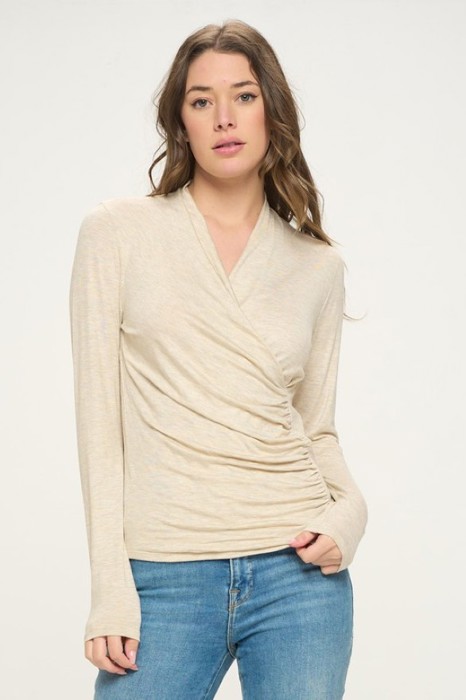 Belong - Oatmeal Grace Wrap Top