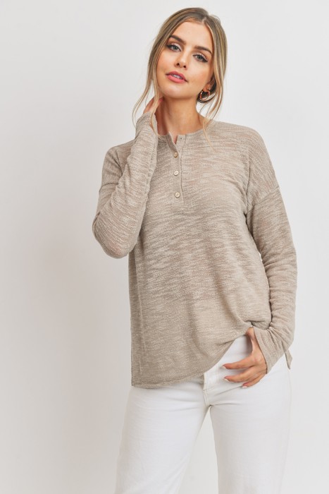 Belong - Sandstone Ease Henley Top