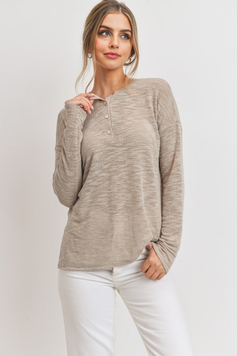 Belong - Sandstone Ease Henley Top