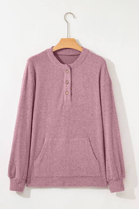 Misty Pink Knit Henley