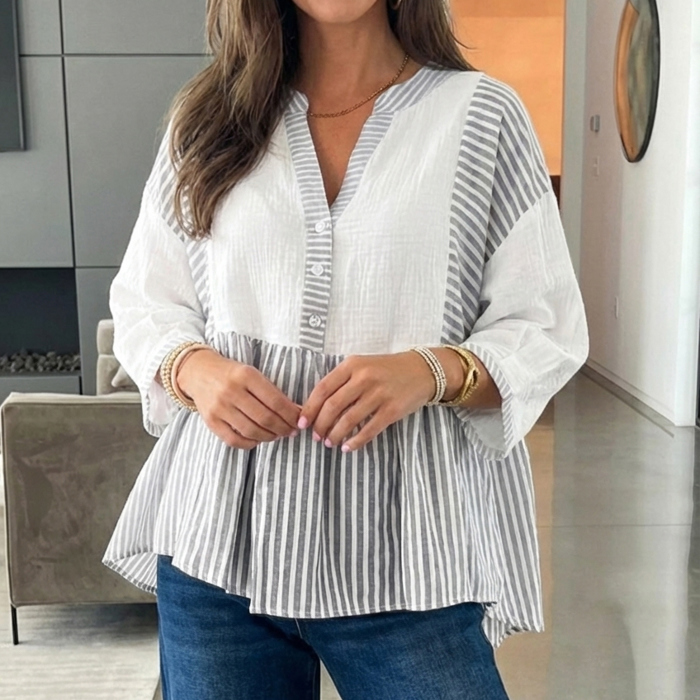 Harbor Light Striped Peplum Blouse