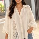 Beige Large Moonlight Lace Blouse