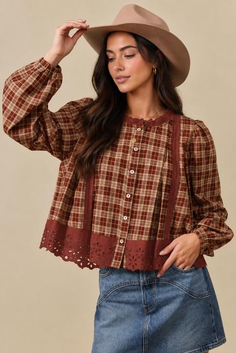 Crimson Meadow Eyelet Shirt