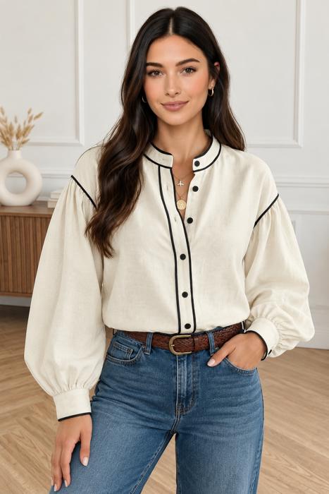 Sandstone Trim Puff Shirt