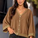 Brown Small Midnight Glimmer V-Neck Blouse