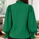  Evergreen Leopard Trim Blouse