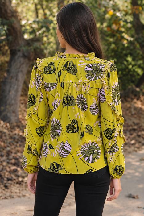 Golden Garden Ruffle Blouse
